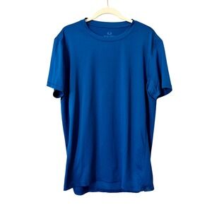 Realtree Fishing Mens Blue Performance Short Sleeve T-Shirt Size Large L